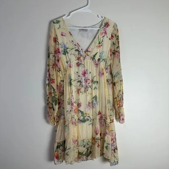 bellambra silk dress NWT Bellambra (made in Italy) Floral Print Silk Blend Dress 3/4 Sleeve Sizes S/M